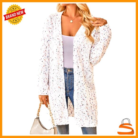 Sweaters - Chunky Popcorn Knit Cardigan Oversized Open Front Cozy Sweater Long Sleeve